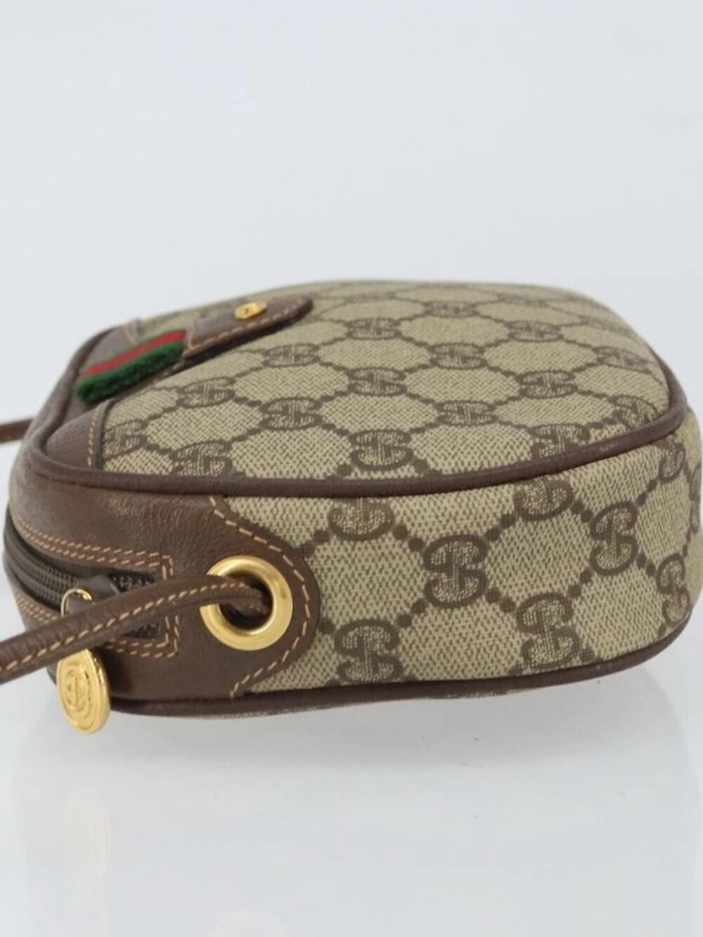 GUCCI GG Supreme Web Sherry Line Bag PVC Beige Gold 007 58 6112 1030 Auth 163653 - Picture 6 of 16